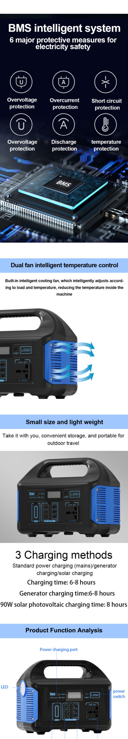 lifepo4 voltage chart 500W portable power station